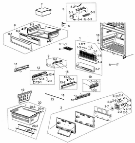 Freezer Diagram and Parts List for RF266AZBP XAA-0000 Samsung Refrigerator