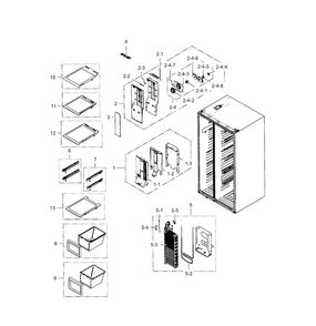 Freezer Diagram and Parts List for RS25H5121SR AA-0001 Samsung Refrigerator