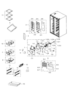 Fridge Diagram and Parts List for RS265TDBP XAA-0000 Samsung Refrigerator