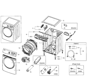 Main Assy Diagram and Parts List for DV431AGP XAA-0001 Samsung Dryer