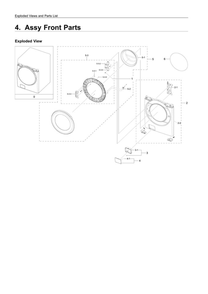 Front Parts Diagram and Parts List for WF45T6000AW A5-00 Samsung Washer