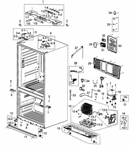 Cabinet Diagram and Parts List for RF266AZWP XAA-0000 Samsung Refrigerator