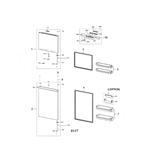 Door Compartment Diagram and Parts List for RT18M6213SG AA-01 Samsung Refrigerator