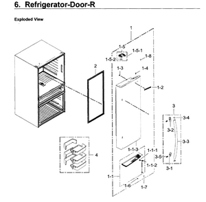 Fridge Door R Diagram and Parts List for RF30KMEDBSR AA-0001 Samsung Refrigerator