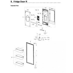 Fridge Door R Diagram and Parts List for RF22K9581SR AA-01 Samsung Refrigerator