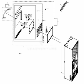 Part Location Diagram of DA64-04494A Samsung Panel-Fre;aw4-4d,abs,qu-0191s,
