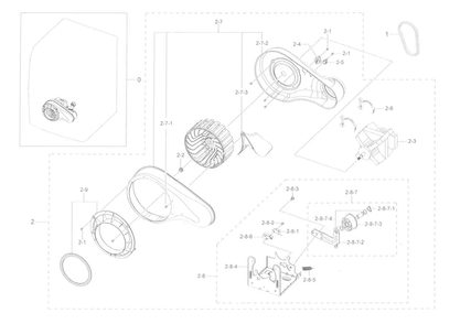 Motor Duct Diagram and Parts List for DV45K6500EW A3-0000 Samsung Dryer