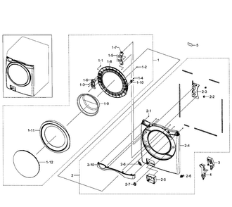 Front Section Diagram and Parts List for WF520ABP XAA-0001 Samsung Washer