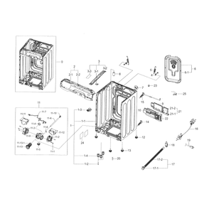 Frame Front And Cover Diagram and Parts List for WF56H9110CW A2-01 Samsung Washer