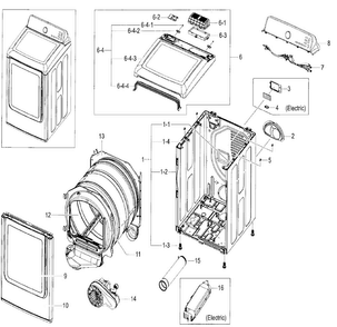 Main Body Diagram and Parts List for DV48J7770EP A2-0000 Samsung Dryer