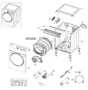 Main Assy Diagram and Parts List for DV448AGE XAA-0000 Samsung Dryer