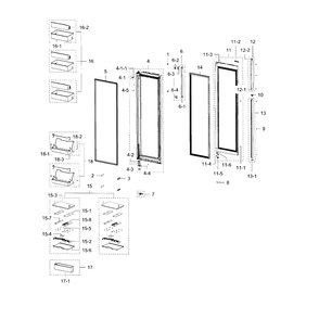 Door-Fridge Diagram and Parts List for RH30H9500SR AA-0001 Samsung Refrigerator