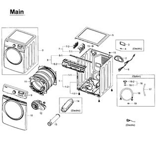 Main Assy Diagram and Parts List for DV405ETPASU AA-0001 Samsung Dryer