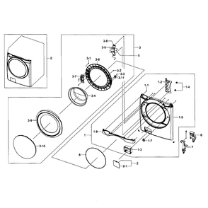 Frame Front And Door Diagram and Parts List for WF457ARGSWR AA-0000 Samsung Washer