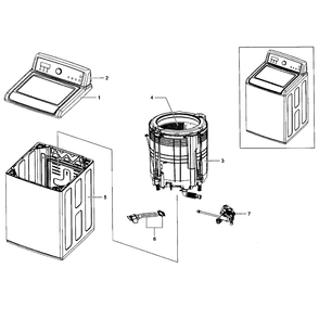 Main Assembly Diagram and Parts List for WA5451ANW XAA-03 Samsung Washer
