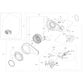 Motor Duct Diagram and Parts List for DV45K6200EZ A3-0000 Samsung Dryer