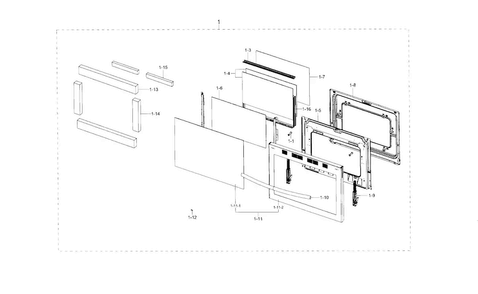Door Diagram and Parts List for NX58J7750SS AA-0000 Samsung Range