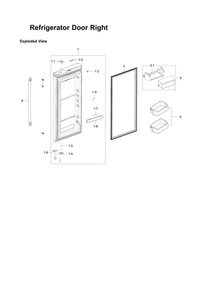 Right Refrigerator Door Parts Diagram and Parts List for RFG29THDWP XAA-00 Samsung Refrigerator