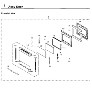 Door Diagram and Parts List for NE59M4310SB AA-0000 Samsung Microwave Oven Combo