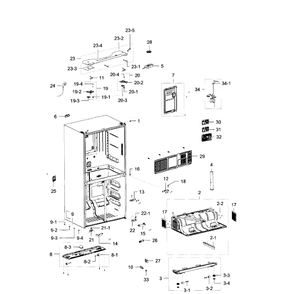 Cabinet Diagram and Parts List for RF23J9011SR AA-04 Samsung Refrigerator