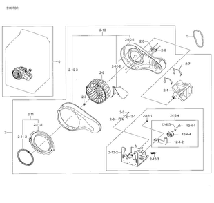Motor Duct Diagram and Parts List for DV48J7700EW A2-0000 Samsung Dryer