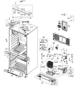 Cabinet Diagram and Parts List for RFG298AAWP XAA Samsung Refrigerator