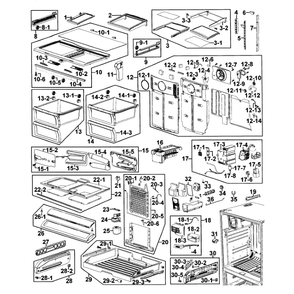Refrigerator Diagram and Parts List for RF267AERS XAA-0001 Samsung Refrigerator