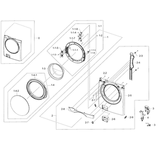 Front Assy Diagram and Parts List for WF405ATPASU A2-0000 Samsung Washer