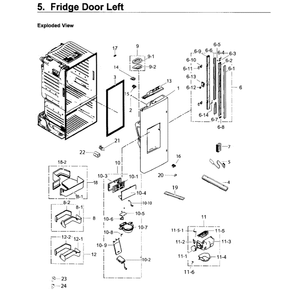 Fridge Door L Diagram and Parts List for RF263BEAEBC AA-04 Samsung Refrigerator