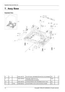 Base Assembly Diagram and Parts List for DW80R9950UG AA-01 Samsung Dishwasher