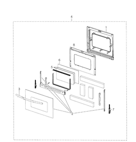 Door Assy Diagram and Parts List for FER300SX XAA-00 Samsung Range