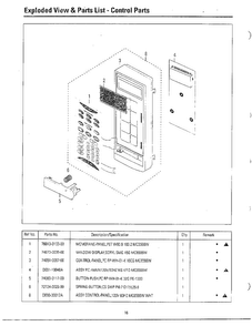 Control Parts Diagram and Parts List for MC6566W XAA Samsung Microwave