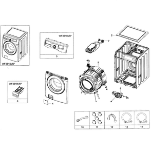 Main Assembly Diagram and Parts List for WF361BVBEWR A2-01 Samsung Washer