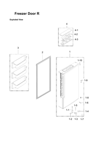 Right Freezer Door Parts Diagram and Parts List for RF24J9960S4 AA-05 Samsung Refrigerator