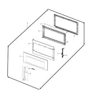 Door Assembly Diagram and Parts List for SMH1926W XAA-0000 Samsung Microwave