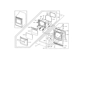 Front Frame / Door Diagram and Parts List for DV476ETHAWR A1-00 Samsung Dryer