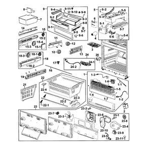 Freezer Diagram and Parts List for RF266AZRS XAA-0000 Samsung Refrigerator