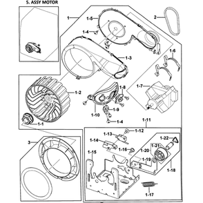 Motor Assembly Diagram and Parts List for DV328AGW XAA-00 Samsung Dryer