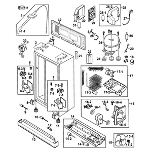 Cabinet Diagram and Parts List for RS269LARS XAA-0000 Samsung Refrigerator