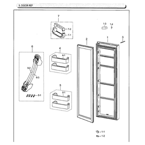 Fridge Door Diagram and Parts List for RS25J500DSG AA-0000 Samsung Refrigerator