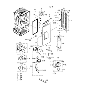 Door Left Diagram and Parts List for RF263TEAEBC AA-0003 Samsung Refrigerator