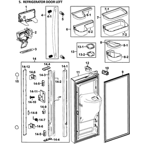 Left Door Diagram and Parts List for RF268ABWP XAA-0000 Samsung Refrigerator