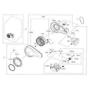 Motor Duct Diagram and Parts List for DV456ETHDSU AA-0000 Samsung Dryer