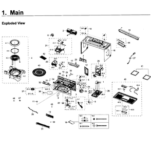 Main Assembly Diagram and Parts List for ME21K7010DS AA-0000 Samsung Microwave
