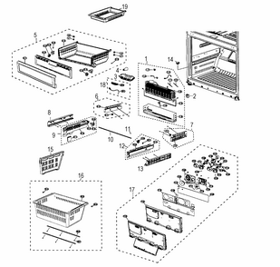 Part Location Diagram of DA59-00380A Samsung EVAP FRE-ICE;-,-,-,-,-,-
