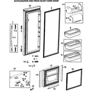 Right Doors Diagram and Parts List for RM257ABSH XAA-00 Samsung Refrigerator