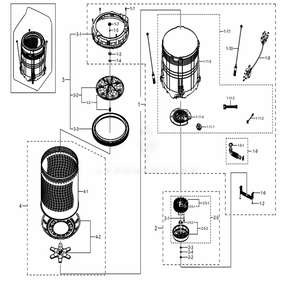 Assembly Tub Parts Diagram and Parts List for WA50M7450AW (A4)(0051) Samsung Washer