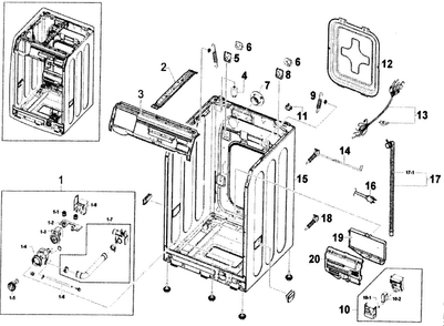 Cabinet Diagram and Parts List for WF350ANR XAA-0000 Samsung Washer