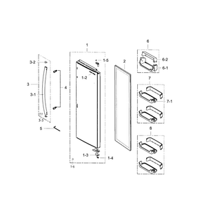 Refrigerator Door Diagram and Parts List for RS25H5111WW AA-0000 Samsung Refrigerator