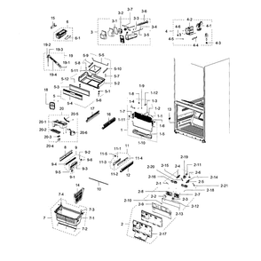 Freezer Diagram and Parts List for RFG238AARS XAA-01 Samsung Refrigerator